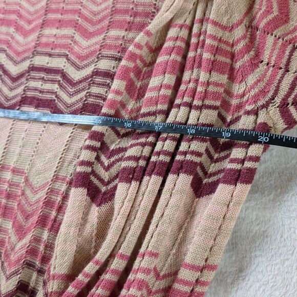 Y2K Striped Belted Sweater Cardigan Women's Large Pink Chevron Hooded Wool Blend - Picture 7 of 8